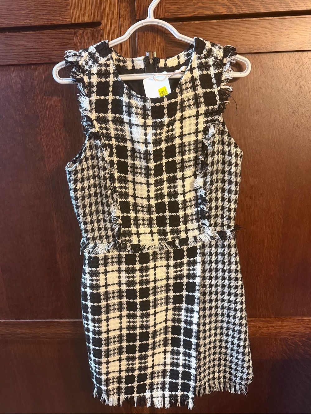 Black and White Tweed Plaid Dress